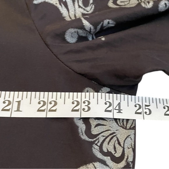 Chico’s Silk Tunic Top Beaded Floral Split Neck Blouse Black Size 3/XL - Picture 7 of 8